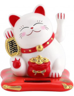 Chat Japonais porte bonheur solaire sans pile