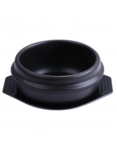 Bol coréen en Pierre pour bibimbap avec plateau noir 2