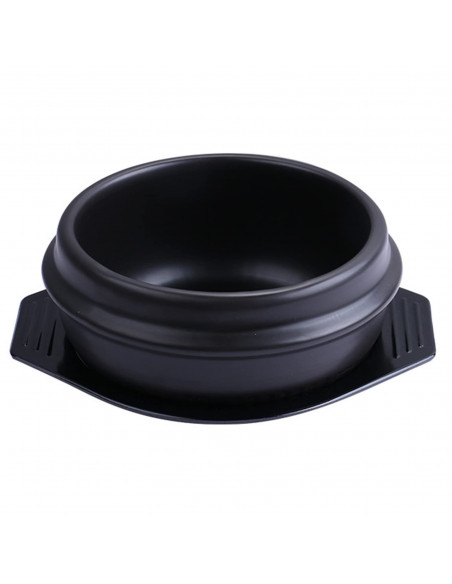 Bol coréen en Pierre pour bibimbap avec plateau noir