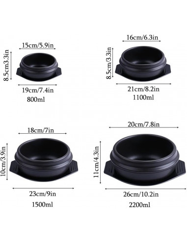 Bol coréen en Pierre pour bibimbap avec plateau noir