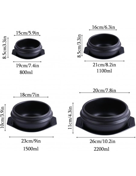 Bol coréen en Pierre pour bibimbap avec plateau noir