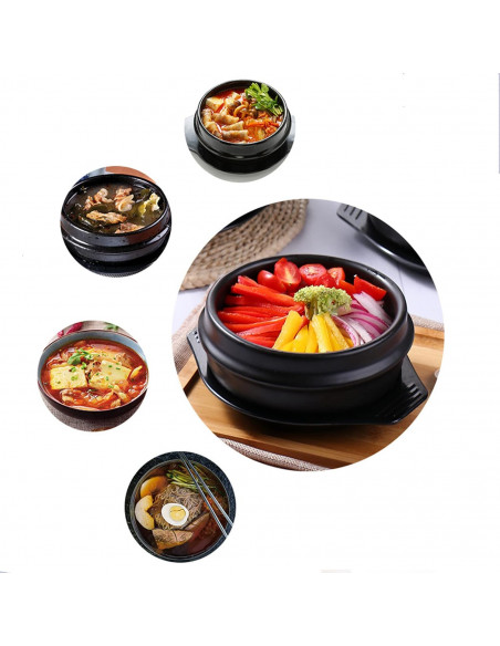 Bol coréen en Pierre pour bibimbap avec plateau noir