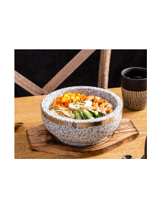 Bol En Pierre Bol Bibimbap avec Plateau Bois D18cm